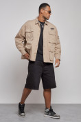 Купить Джинсовая куртка мужская бежевого цвета 12776B, фото 3