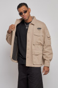 Купить Джинсовая куртка мужская бежевого цвета 12776B, фото 5