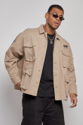 Купить Джинсовая куртка мужская бежевого цвета 12776B, фото 6