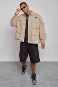 Купить Джинсовая куртка мужская бежевого цвета 12776B, фото 7