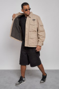 Купить Джинсовая куртка мужская бежевого цвета 12776B, фото 8