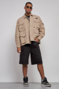 Купить Джинсовая куртка мужская бежевого цвета 12776B, фото 9