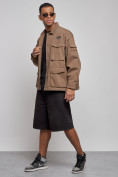 Купить Джинсовая куртка мужская коричневого цвета 12776K, фото 2