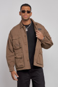 Купить Джинсовая куртка мужская коричневого цвета 12776K, фото 6