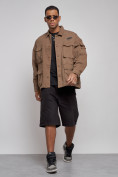 Купить Джинсовая куртка мужская коричневого цвета 12776K, фото 9