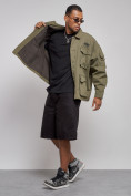 Купить Джинсовая куртка мужская цвета хаки 12776Kh, фото 11