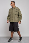 Купить Джинсовая куртка мужская цвета хаки 12776Kh, фото 2