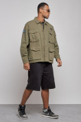Купить Джинсовая куртка мужская цвета хаки 12776Kh, фото 3