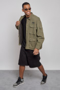 Купить Джинсовая куртка мужская цвета хаки 12776Kh, фото 7