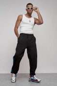 Купить Широкие спортивные штаны трикотажные мужские черного цвета 12903Ch, фото 12