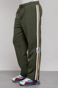 Купить Широкие спортивные штаны трикотажные мужские цвета хаки 12903Kh, фото 10