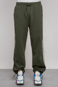 Купить Широкие спортивные штаны трикотажные мужские цвета хаки 12903Kh, фото 13