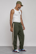 Купить Широкие спортивные штаны трикотажные мужские цвета хаки 12903Kh, фото 22