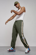 Купить Широкие спортивные штаны трикотажные мужские цвета хаки 12903Kh, фото 5