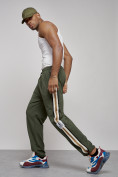 Купить Широкие спортивные штаны трикотажные мужские цвета хаки 12903Kh, фото 6