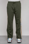 Купить Широкие спортивные штаны трикотажные мужские цвета хаки 12903Kh, фото 9