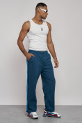 Купить Широкие спортивные штаны трикотажные мужские синего цвета 12903S, фото 15