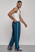 Купить Широкие спортивные штаны трикотажные мужские синего цвета 12903S, фото 17