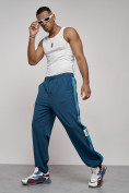 Купить Широкие спортивные штаны трикотажные мужские синего цвета 12903S, фото 3