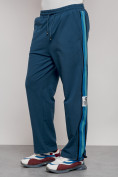 Купить Широкие спортивные штаны трикотажные мужские синего цвета 12903S, фото 7