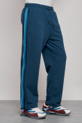 Купить Широкие спортивные штаны трикотажные мужские синего цвета 12903S, фото 8