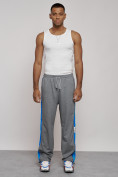 Купить Широкие спортивные штаны трикотажные мужские серого цвета 12903Sr