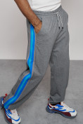 Купить Широкие спортивные штаны трикотажные мужские серого цвета 12903Sr, фото 19