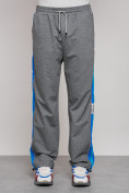 Купить Широкие спортивные штаны трикотажные мужские серого цвета 12903Sr, фото 5