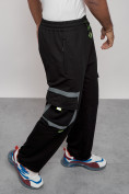 Купить Широкие спортивные брюки трикотажные мужские черного цвета 12908Ch, фото 15