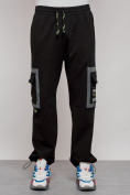 Купить Широкие спортивные брюки трикотажные мужские черного цвета 12908Ch, фото 5