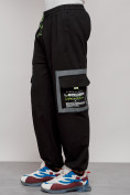 Купить Широкие спортивные брюки трикотажные мужские черного цвета 12908Ch, фото 6