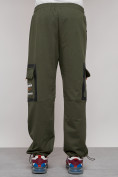 Купить Широкие спортивные брюки трикотажные мужские цвета хаки 12908Kh, фото 10