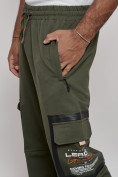 Купить Широкие спортивные брюки трикотажные мужские цвета хаки 12908Kh, фото 14