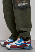 Купить Широкие спортивные брюки трикотажные мужские цвета хаки 12908Kh, фото 16