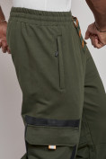 Купить Широкие спортивные брюки трикотажные мужские цвета хаки 12908Kh, фото 18