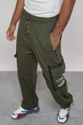 Купить Широкие спортивные брюки трикотажные мужские цвета хаки 12908Kh, фото 20