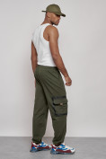 Купить Широкие спортивные брюки трикотажные мужские цвета хаки 12908Kh, фото 4