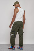 Купить Широкие спортивные брюки трикотажные мужские цвета хаки 12908Kh, фото 5