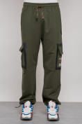 Купить Широкие спортивные брюки трикотажные мужские цвета хаки 12908Kh, фото 7