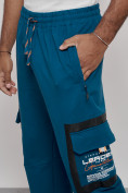 Купить Широкие спортивные брюки трикотажные мужские синего цвета 12908S, фото 12