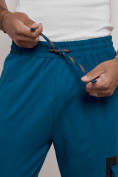 Купить Широкие спортивные брюки трикотажные мужские синего цвета 12908S, фото 14