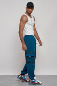 Купить Широкие спортивные брюки трикотажные мужские синего цвета 12908S, фото 20