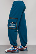 Купить Широкие спортивные брюки трикотажные мужские синего цвета 12908S, фото 21