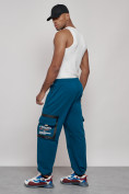 Купить Широкие спортивные брюки трикотажные мужские синего цвета 12908S, фото 22