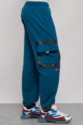 Купить Широкие спортивные брюки трикотажные мужские синего цвета 12908S, фото 23