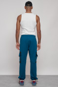 Купить Широкие спортивные брюки трикотажные мужские синего цвета 12908S, фото 4