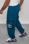 Купить Широкие спортивные брюки трикотажные мужские синего цвета 12908S, фото 6