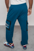 Купить Широкие спортивные брюки трикотажные мужские синего цвета 12908S, фото 7