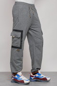 Купить Широкие спортивные брюки трикотажные мужские серого цвета 12908Sr, фото 11