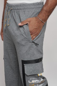Купить Широкие спортивные брюки трикотажные мужские серого цвета 12908Sr, фото 15